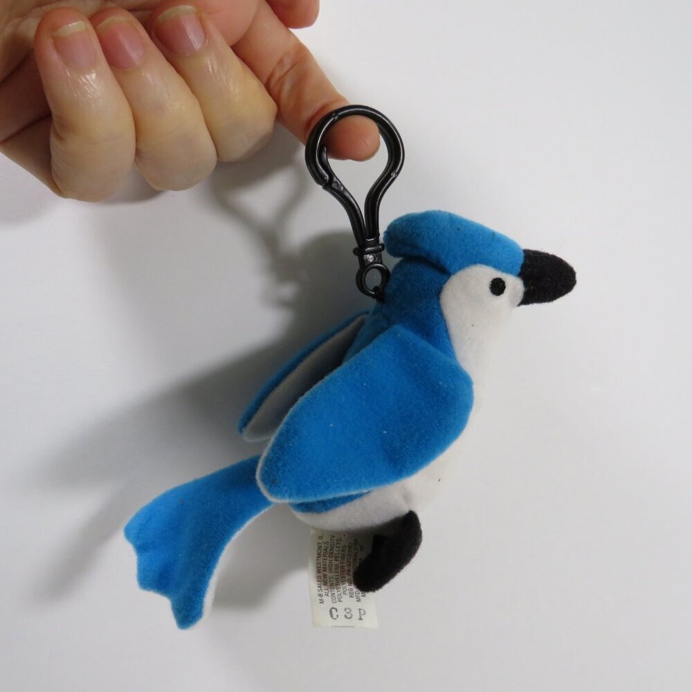 Rocket Blue Jay Bird TY BACKPACK CLIP plush mini stuffed animal woods #4